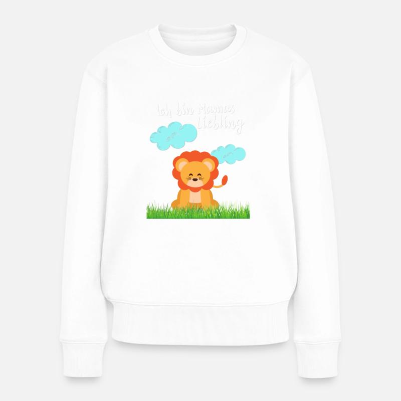 Mamas Liebling Löwe - Frauen Premium Bio Pullover - Weiß