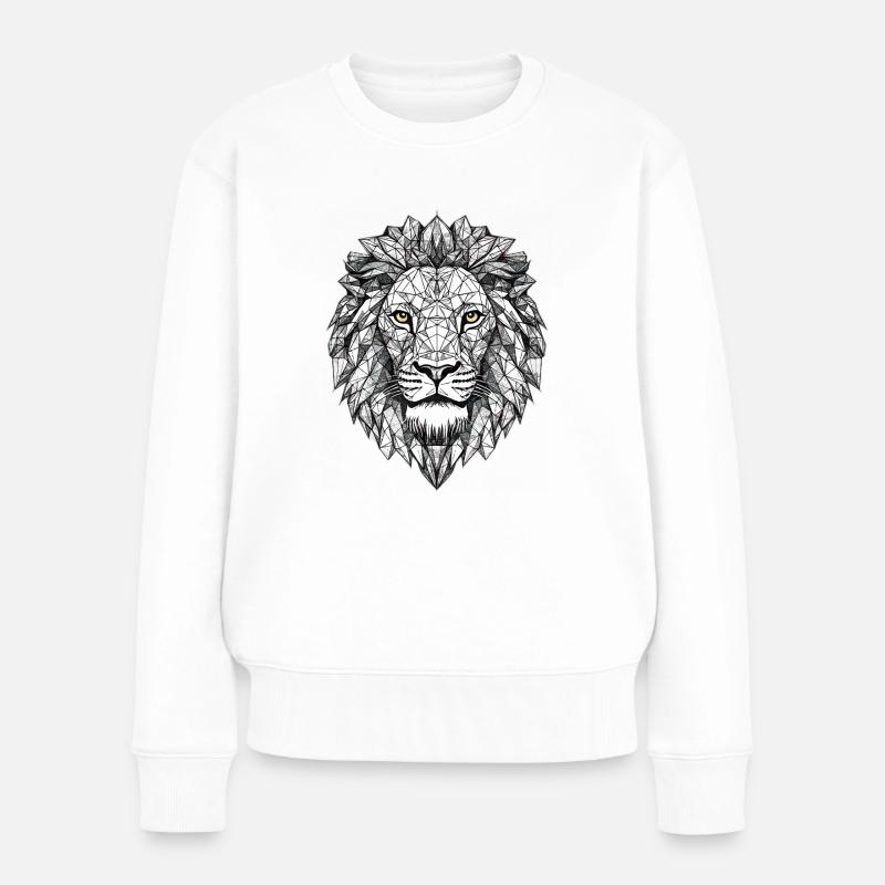 Geometrischer Löwe - Frauen Premium Bio Pullover - Weiß