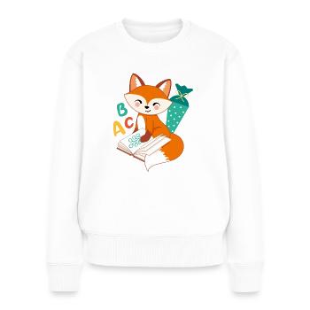 Fuchs mit Schultüte Einschulung Schulkind - Frauen Premium Bio Pullover - Weiß - Vorne - Julia (174cm)