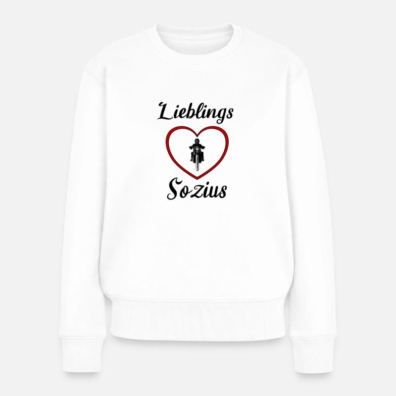 Motorrad Herz Lieblings Sozius Valentinstag - Frauen Premium Bio Pullover - Weiß