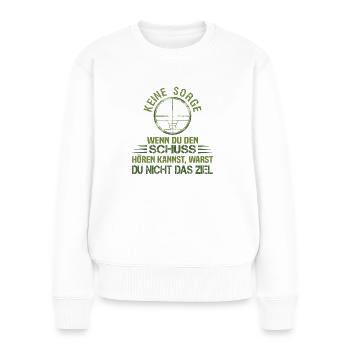 Fadenkreuz Gamer Spruch Jäger Sportschütze - Frauen Premium Bio Pullover - Weiß - Vorne - Julia (174cm)