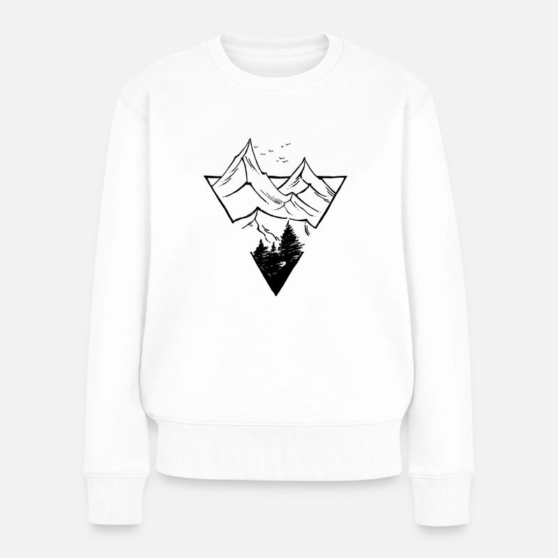 Dreieck, Berge & Wald - Frauen Premium Bio Pullover - Weiß