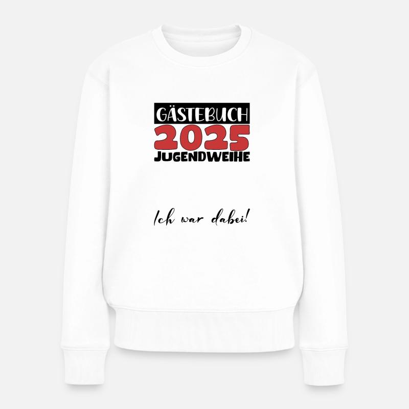 Jugendweihe 2025 Gästebuch Geschenk Mädchen Jungen - Frauen Premium Bio Pullover - Weiß