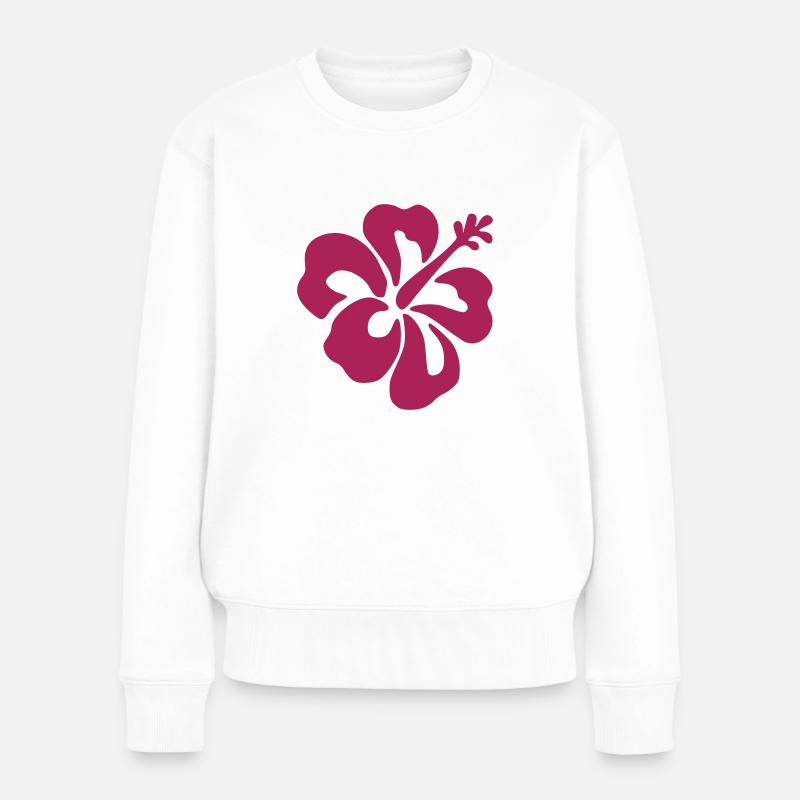 Hibiskus Blume - Frauen Premium Bio Pullover - Weiß