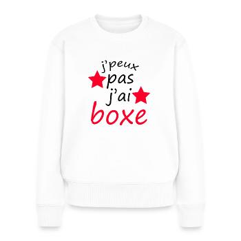 j'peux pas j'ai boxe - Pull Premium bio Femme - blanc - Devant - Julia (174cm)