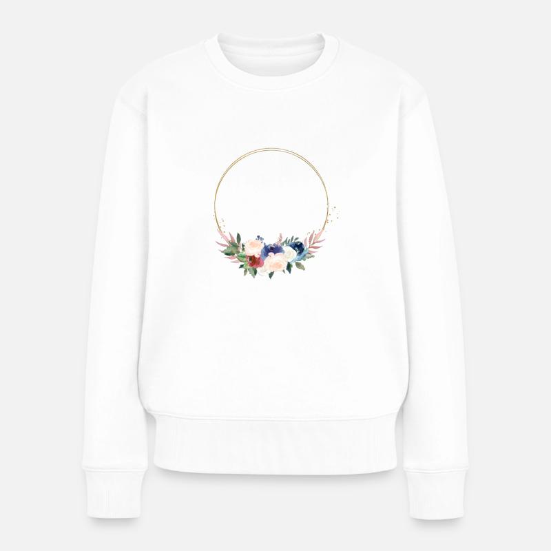 Kreis Blumen Bouquet - Frauen Premium Bio Pullover - Weiß