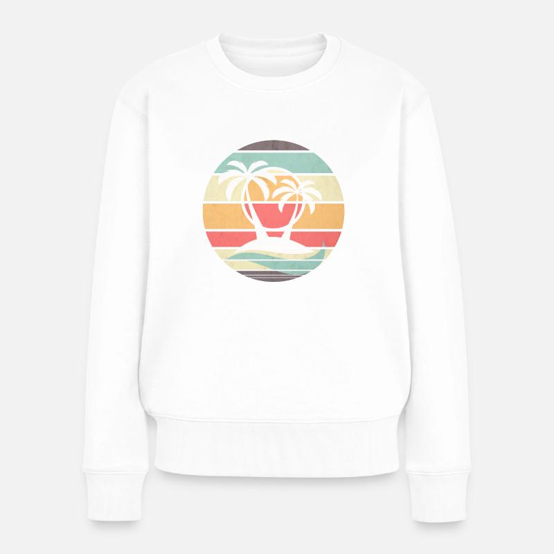 Retro Strand - Frauen Premium Bio Pullover - Weiß