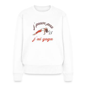 j'peux pas j'ai yoga - Pull Premium bio Femme - blanc - Devant - Julia (174cm)