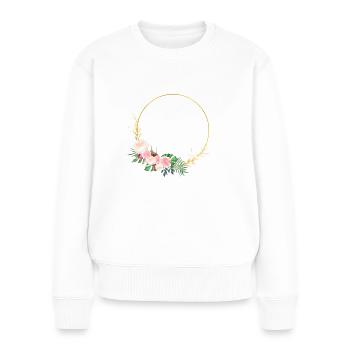 cercle de fleurs fraîches - Pull Premium bio Femme - blanc - Devant - Julia (174cm)