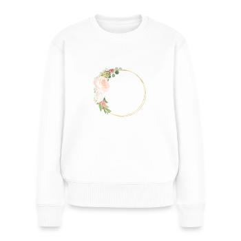 Cercle de bouquet de fleurs - personnalisable - Pull Premium bio Femme - blanc - Devant - Julia (174cm)