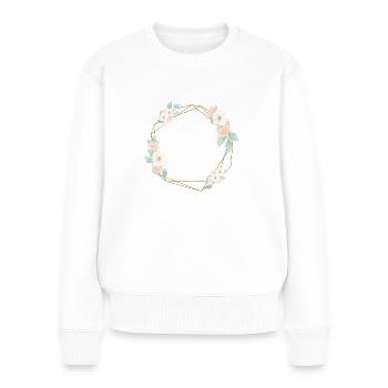 Fleurs géométriques personnalisables - Pull Premium bio Femme - blanc - Devant - Julia (174cm)