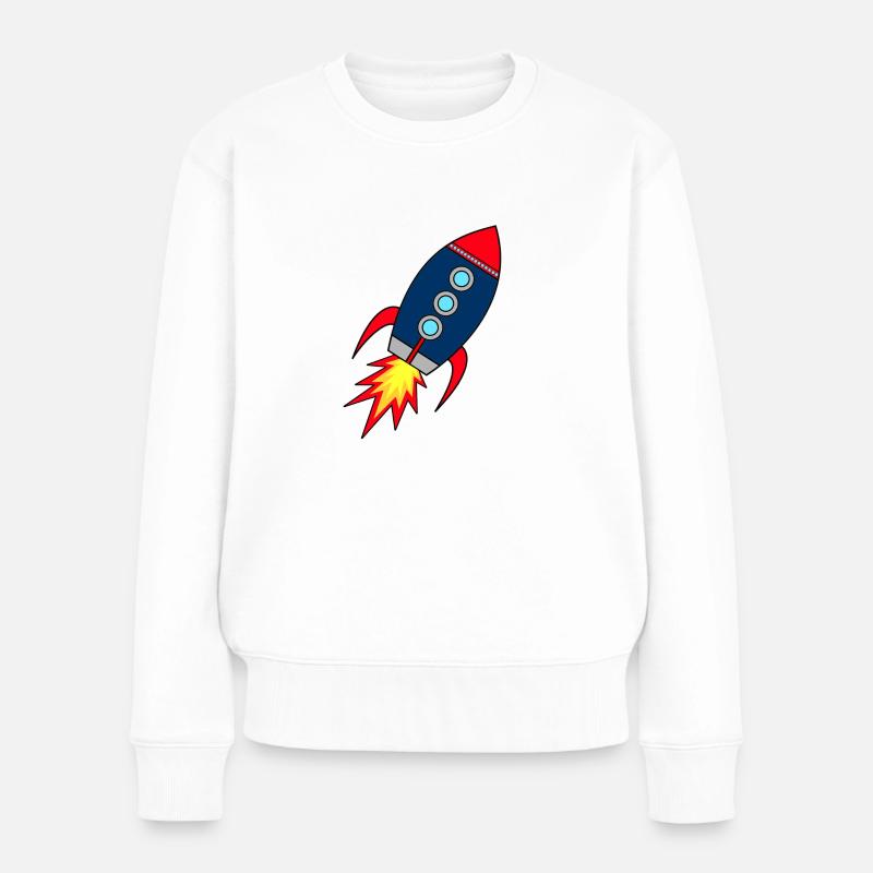 Rocket * Rakete startet - Frauen Premium Bio Pullover - Weiß