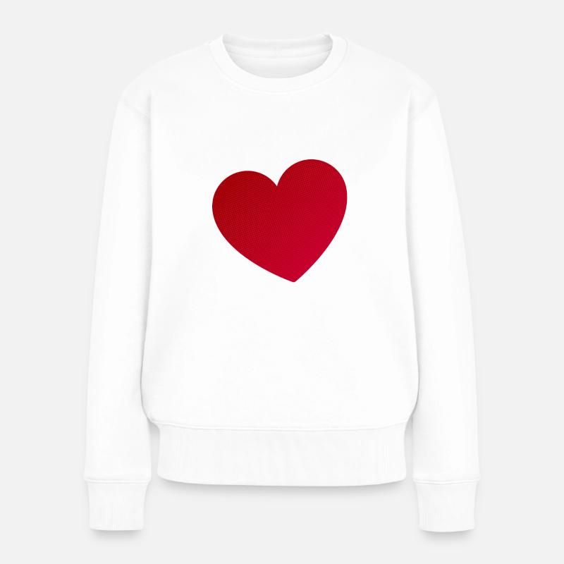 Rotes Herz - Frauen Premium Bio Pullover - Weiß