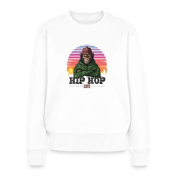 HIP HOP LIFE T-Shirt - Frauen Premium Bio Pullover - Weiß - Vorne - Julia (174cm)