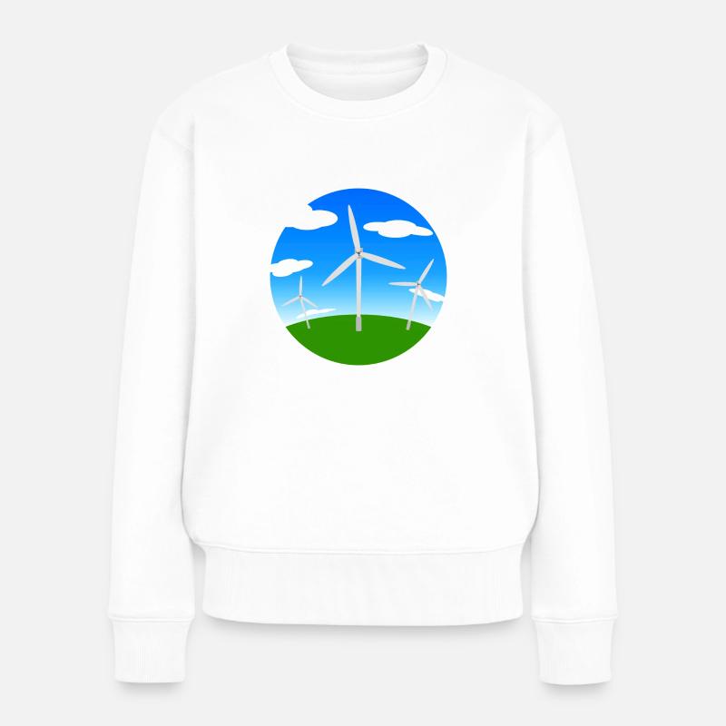 Windräder - Frauen Premium Bio Pullover - Weiß