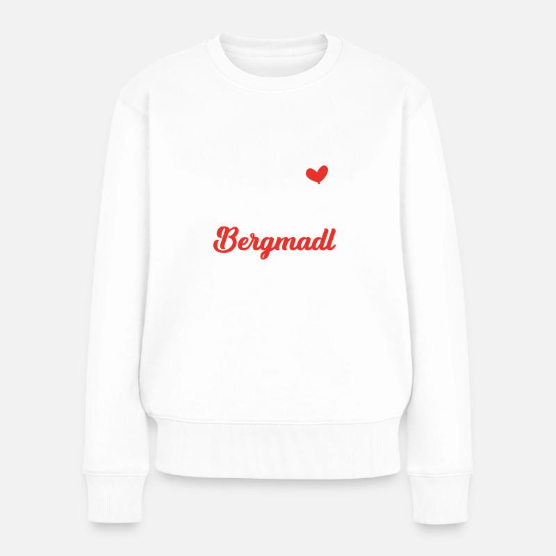 Bergmädl Liebe Herz Wandern Geschenk - Frauen Premium Bio Pullover - Weiß