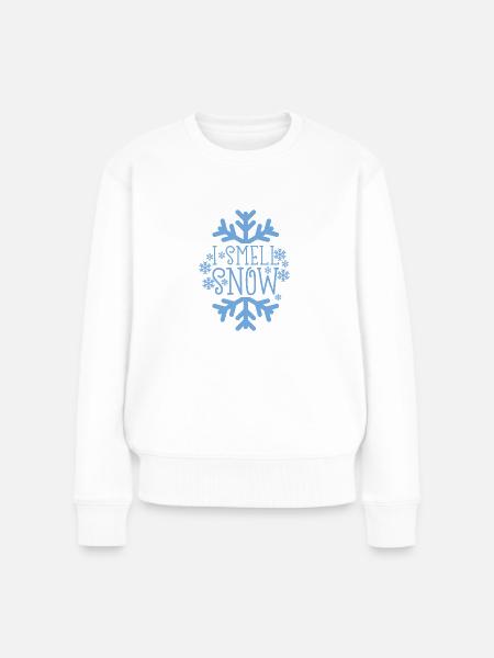 I smell snow Party Weihnachten Geschenk Familie - Frauen Premium Bio Pullover - Weiß