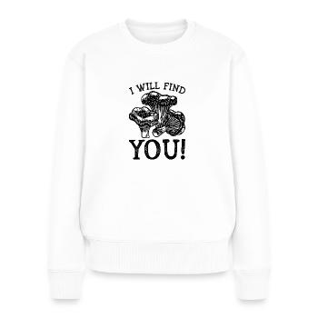Trouver des champignons Cueilleurs de champignons Nature Forest Gift - Pull Premium bio Femme - blanc - Devant - Julia (174cm)