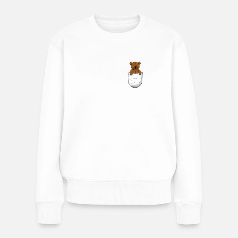 Teddybär in der Tasche - Frauen Premium Bio Pullover - Weiß