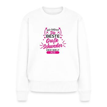 Beste große schwester Geschenk Schwangerschaft - Frauen Premium Bio Pullover - Weiß - Vorne - Julia (174cm)