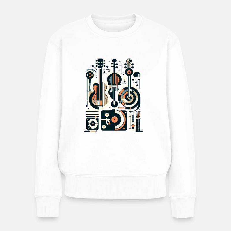 Musikinstrumente minimalistisch Kunst - Frauen Premium Bio Pullover - Weiß