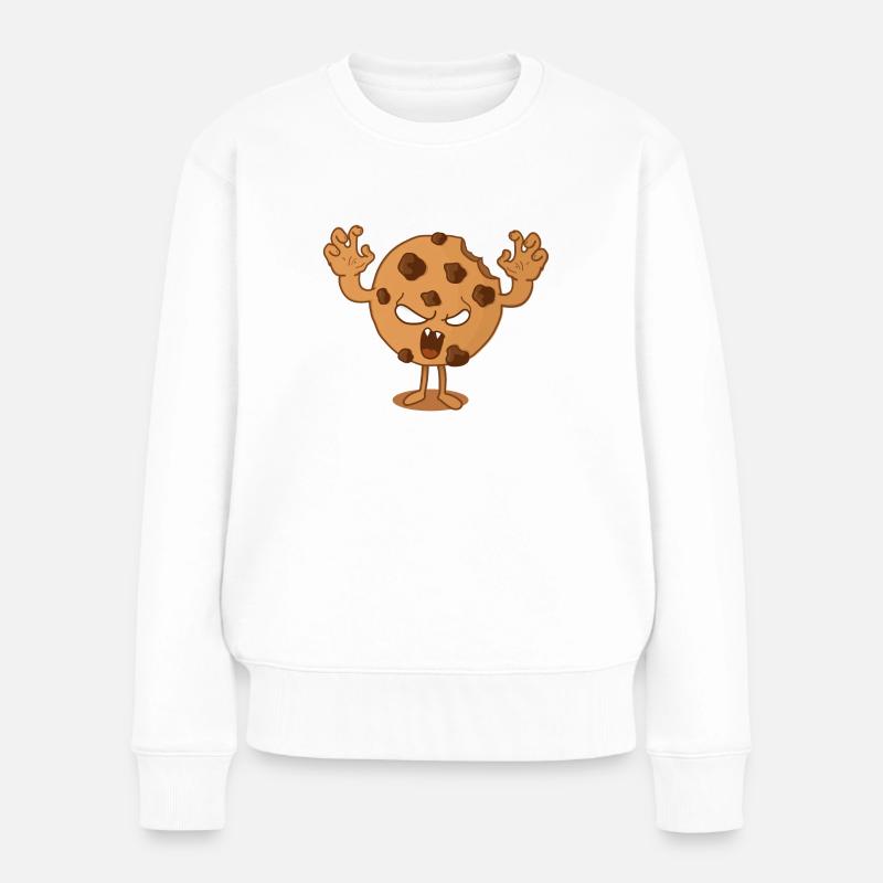 Keks-Monster - Frauen Premium Bio Pullover - Weiß
