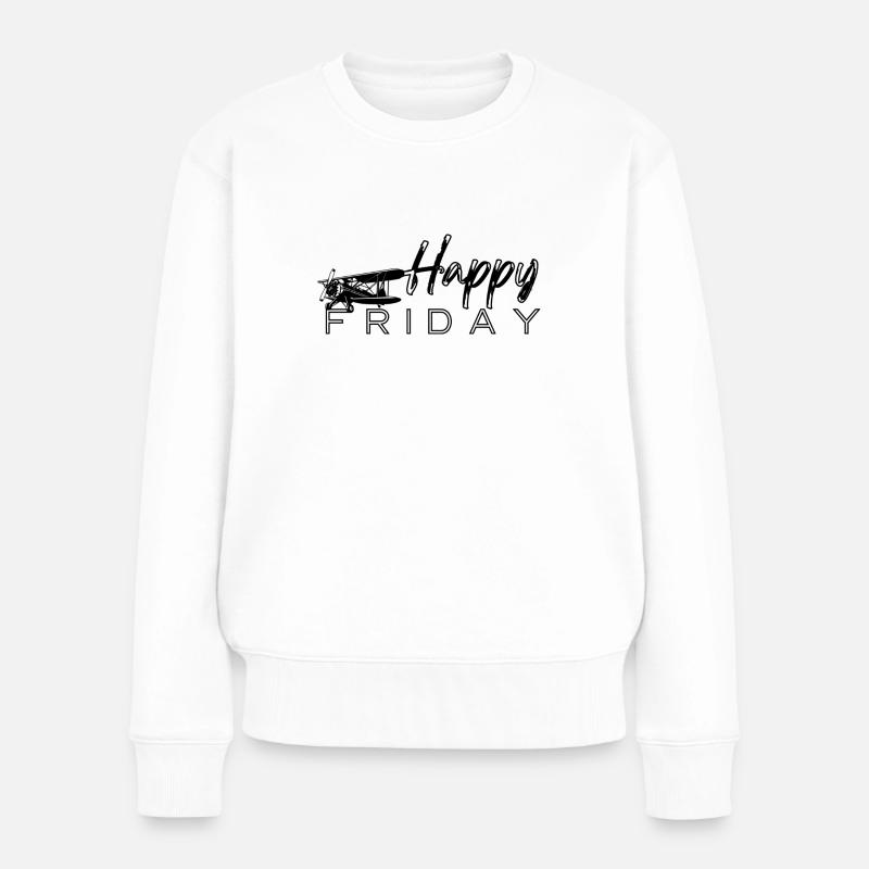 happy Friday - Frauen Premium Bio Pullover - Weiß