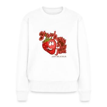 strawberry is my jam Just delicious - Frauen Premium Bio Pullover - Weiß - Vorne - Julia (174cm)