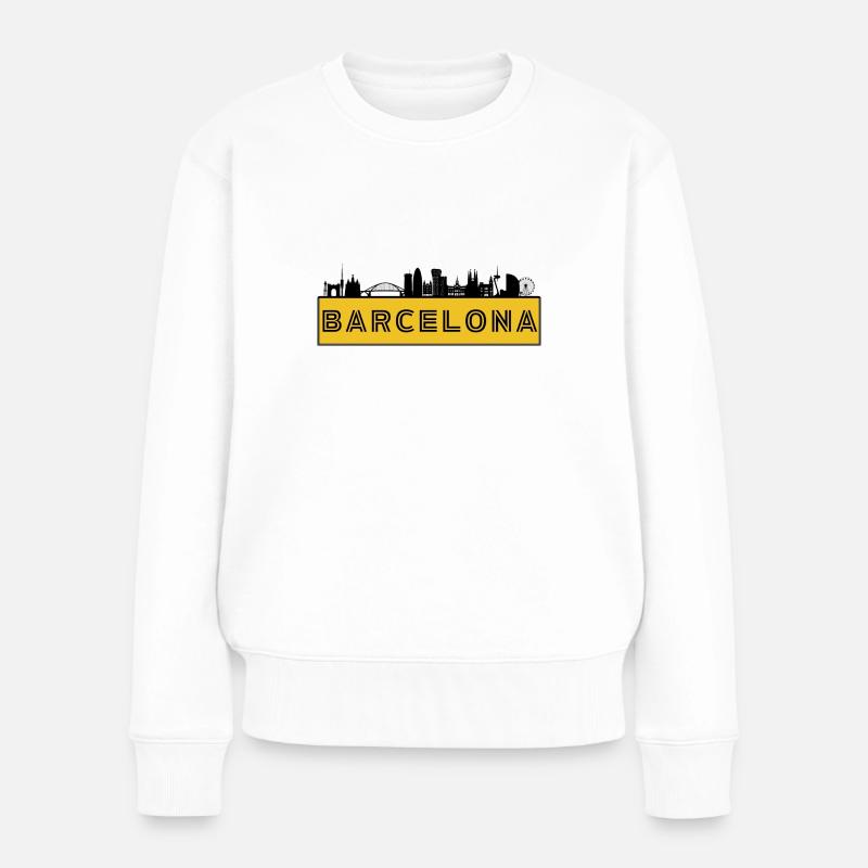Stadt Barcelona - Spanien - Frauen Premium Bio Pullover - Weiß