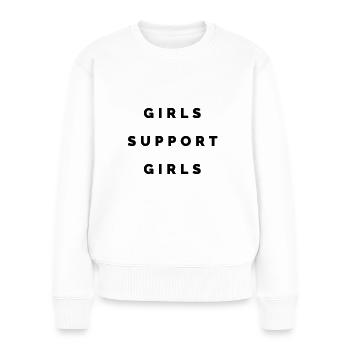 THE FASHION TEE - GIRLS SUPPORT GIRLS BLACK - Frauen Premium Bio Pullover - Weiß - Vorne - Julia (174cm)
