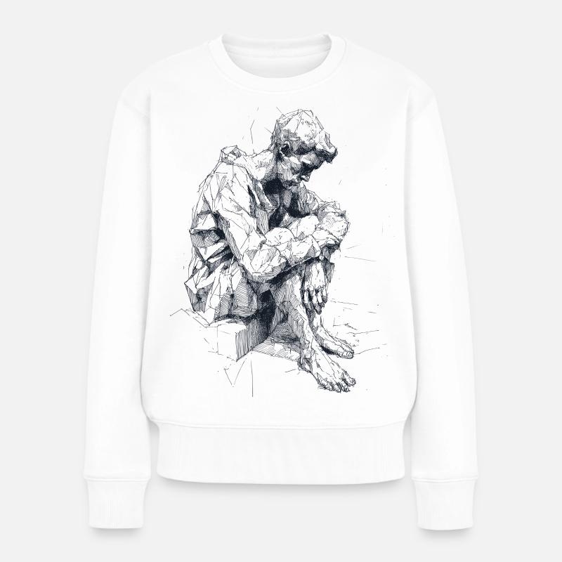 Geometrische Schattenfigur - Frauen Premium Bio Pullover - Weiß
