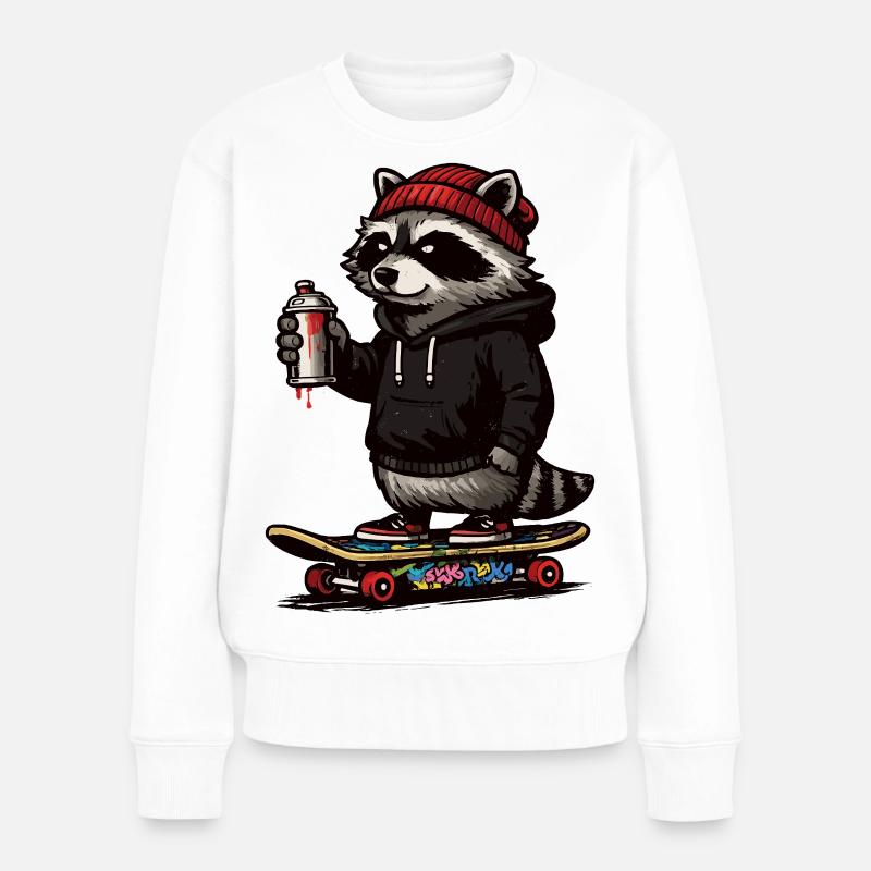 Graffiti sur le raton laveur - Pull Premium bio Femme - blanc
