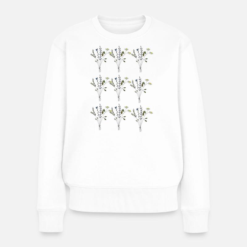 blumenwiesen muster - Frauen Premium Bio Pullover - Weiß