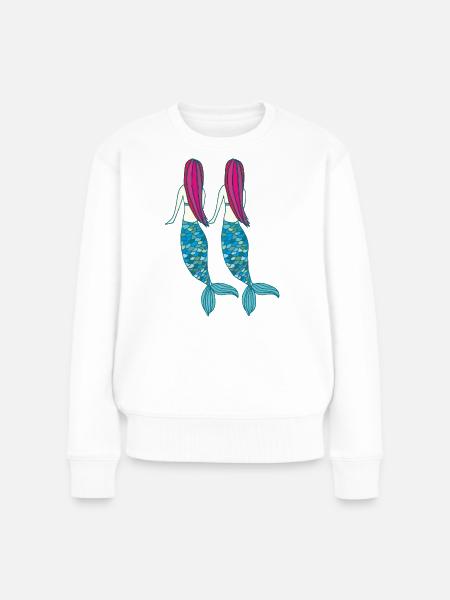 meerjungfrau doppelt - Frauen Premium Bio Pullover - Weiß