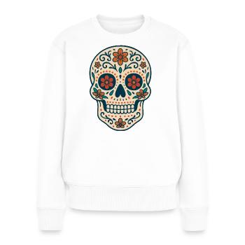 Crâne Folklore d'Amérique Latine par Helfspawn - Pull Premium bio Femme - blanc - Devant - Julia (174cm)