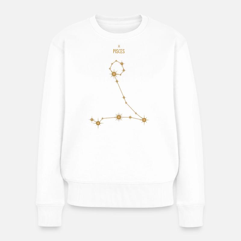 Poissons Signe du zodiaque Constellation d’étoiles Tons dorés - Pull Premium bio Femme - blanc