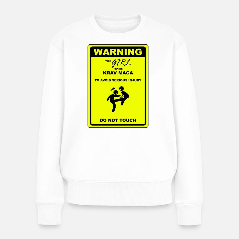 Warnung! Dieses Mädchen macht Krav Maga - Frauen Premium Bio Pullover - Weiß