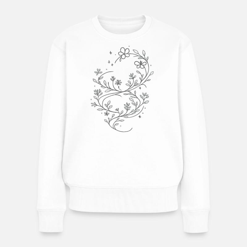 Silberne Blütenranke - Frauen Premium Bio Pullover - Weiß