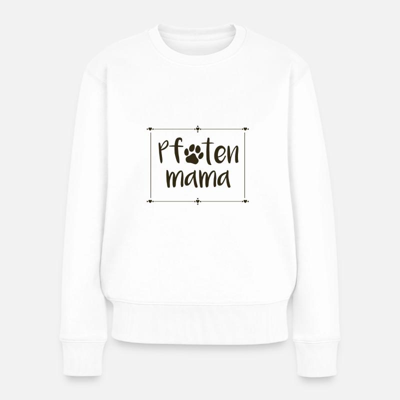 Pfotenmama mit Pfotenmotiv - Frauen Premium Bio Pullover - Weiß
