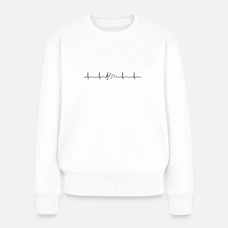 Herzschlag Musik - Frauen Premium Bio Pullover - Weiß
