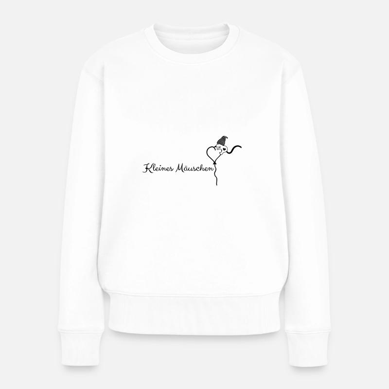 Maus kleines Mäuschen auf Luftballon - Frauen Premium Bio Pullover - Weiß