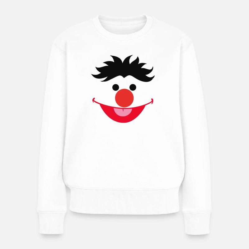 Sesamstraße Ernie Gesicht - Frauen Premium Bio Pullover - Weiß