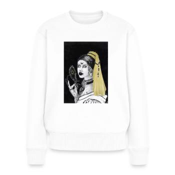 Gothic Girl mit Perlenohrring - Frauen Premium Bio Pullover - Weiß - Vorne - Julia (174cm)