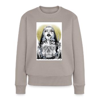 Nachtrituale - Frauen Premium Bio Pullover - Taupe - Vorne - Julia (174cm)