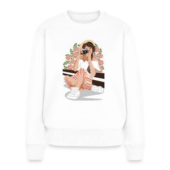 Sira - Frauen Premium Bio Pullover - Weiß - Vorne - Julia (174cm)