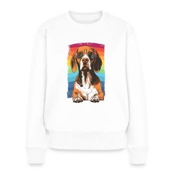 Beagle with sunglasses vintage rainbow - Women's Premium Organic Jumper - white - Front - Julia (174cm)