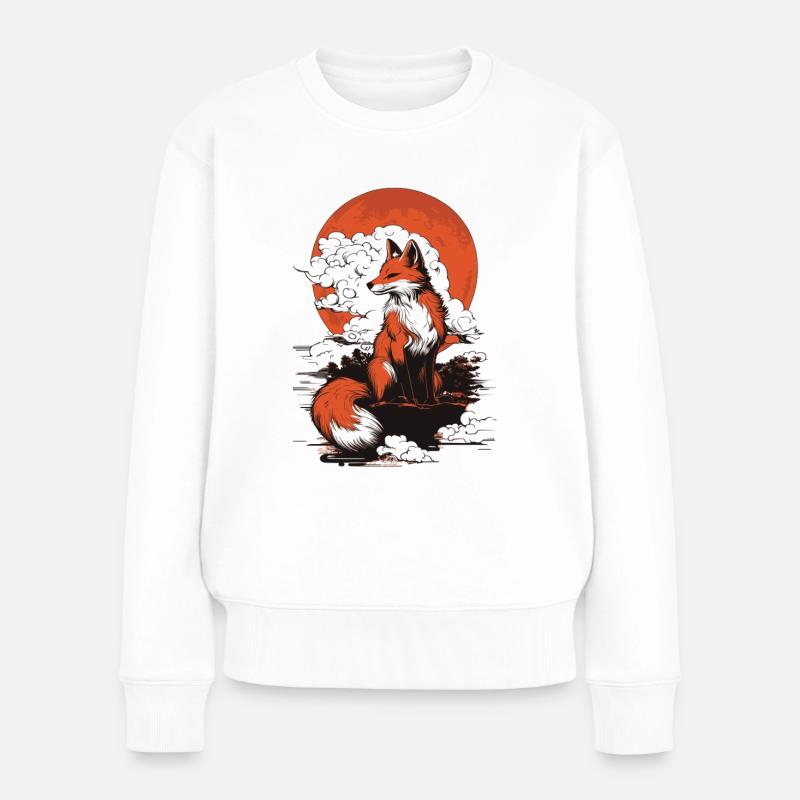 Fox Kitsune Japon - Pull Premium bio Femme - blanc