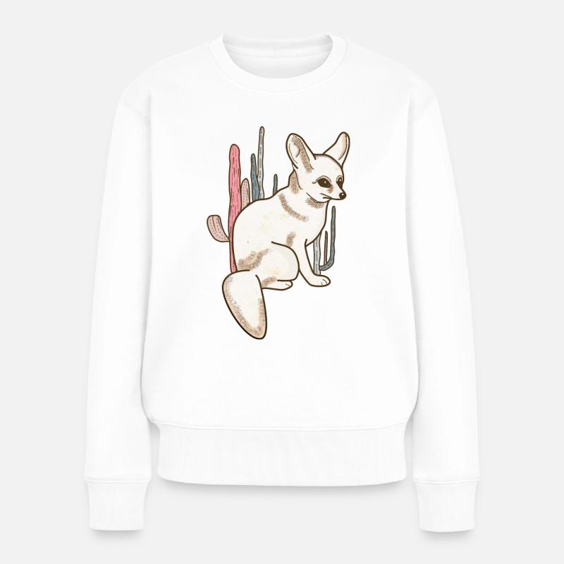 Fennek_Wüstenfuchs - Frauen Premium Bio Pullover - Weiß