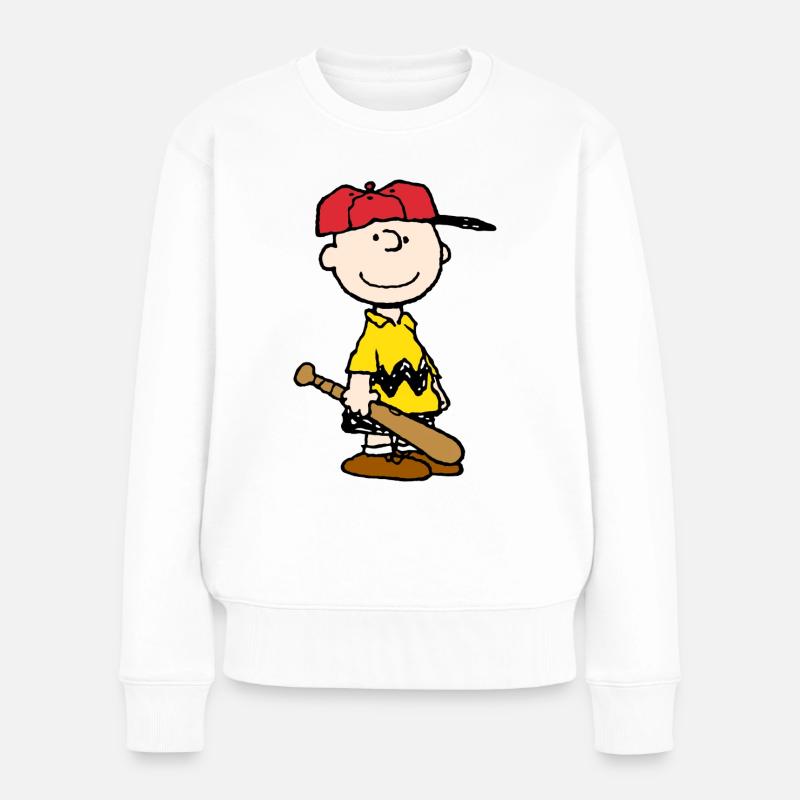 Peanuts Charlie Brown Baseball Sport - Frauen Premium Bio Pullover - Weiß