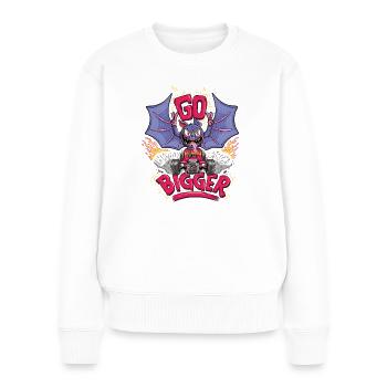 Hot Wheels Fledermaus Go Bigger - Frauen Premium Bio Pullover - Weiß - Vorne - Julia (174cm)